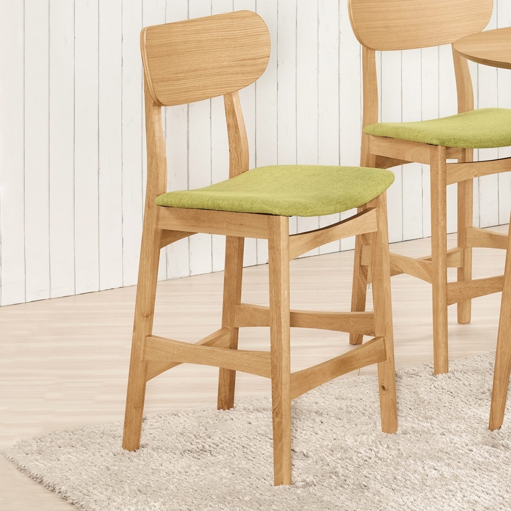 Boden-多米綠色布實木吧台椅/吧檯椅/高腳椅(二入組合)-44x50x97cm