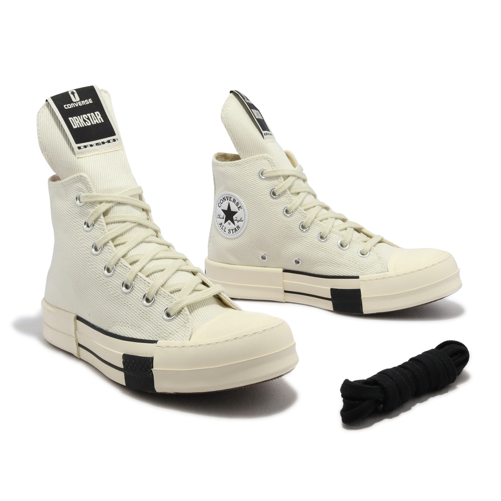 Converse 帆布鞋DRK Star HI 白黑男鞋女鞋高筒加長鞋舌Rick Owens 聯名