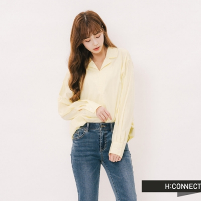 H:CONNECT 韓國品牌 女裝 - 簡約領口造型襯衫-黃