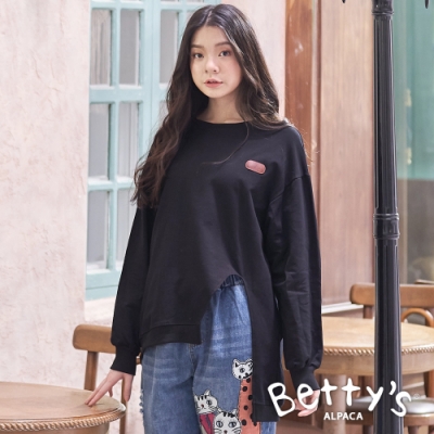 betty’s貝蒂思　下襬開衩造型T-shirt(黑色)