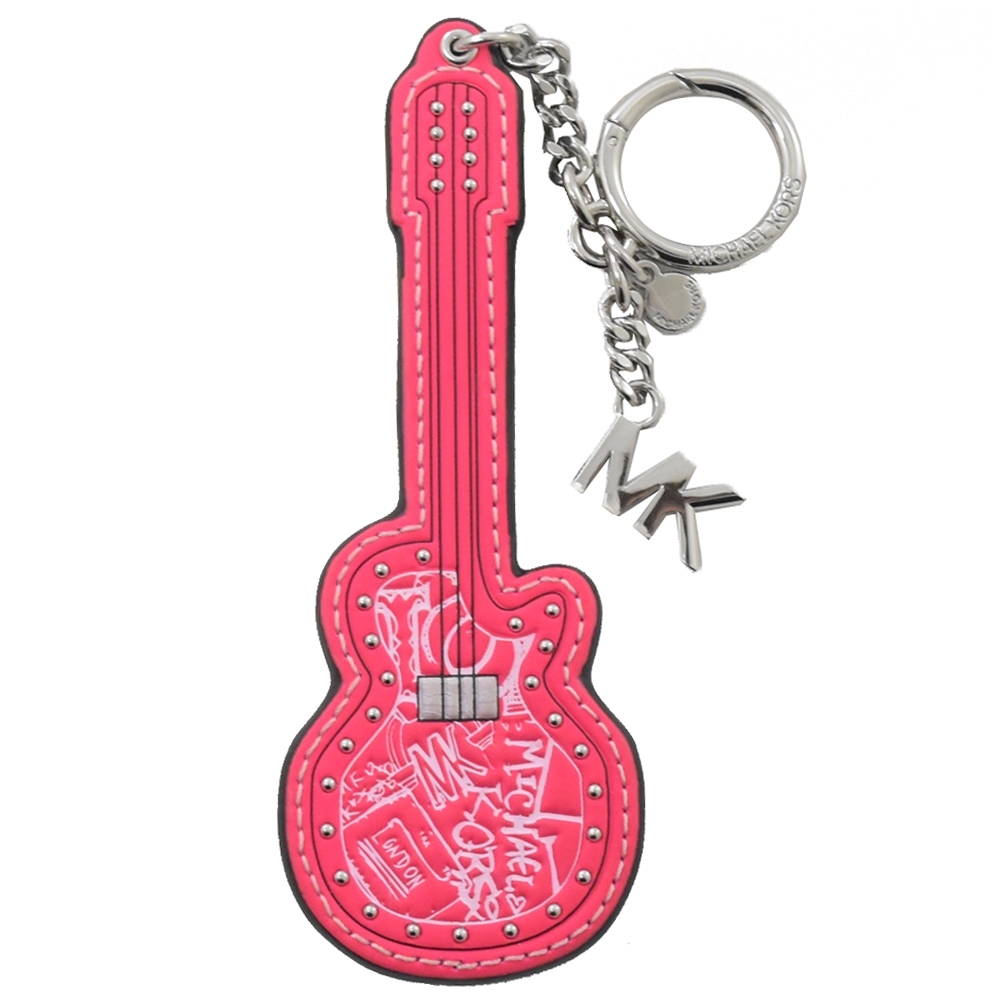 MICHAEL KORS 街頭塗鴉吉他造型鑰匙圈(螢光粉)