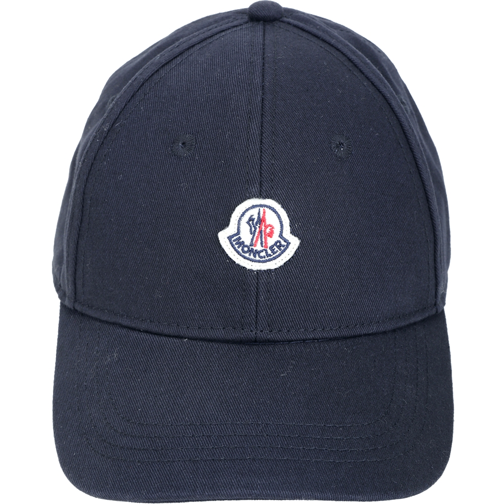 MONCLER 品牌徽章標誌棉質棒球帽(深藍色)