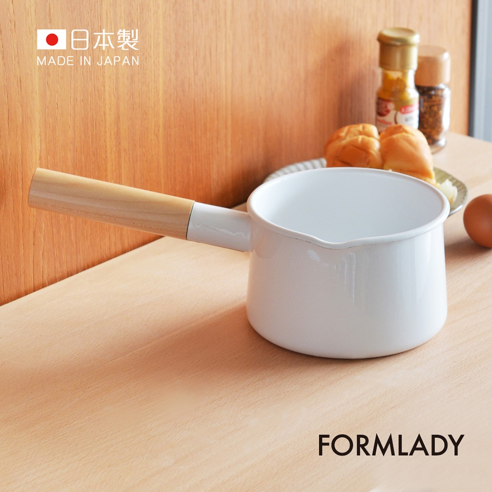 日本FORMLADY 小泉誠 kaico日製原木單柄琺瑯牛奶鍋-1.45L (IH爐可使用)