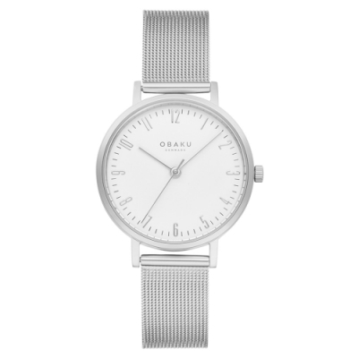 OBAKU 城市探索淑女時尚腕錶-銀X白-V248LXCIMC-32mm