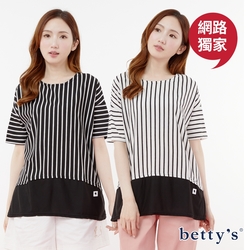 betty’s直條紋拼接棉質短袖寬版T-shirt(共二色)