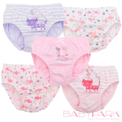 (五件組)BabyPark 韓國純棉兒童內褲-貓咪寶貝 三角褲