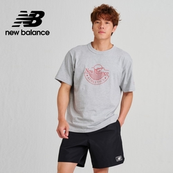 [New Balance]圓領親膚短袖上衣_男性_灰色_AMT33541AG