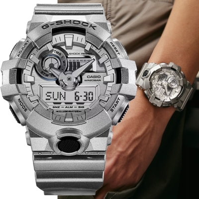 CASIO 卡西歐 G-SHOCK 科幻未來 金屬銀 強悍大圓雙顯錶 GA-700FF-8A 防水200米