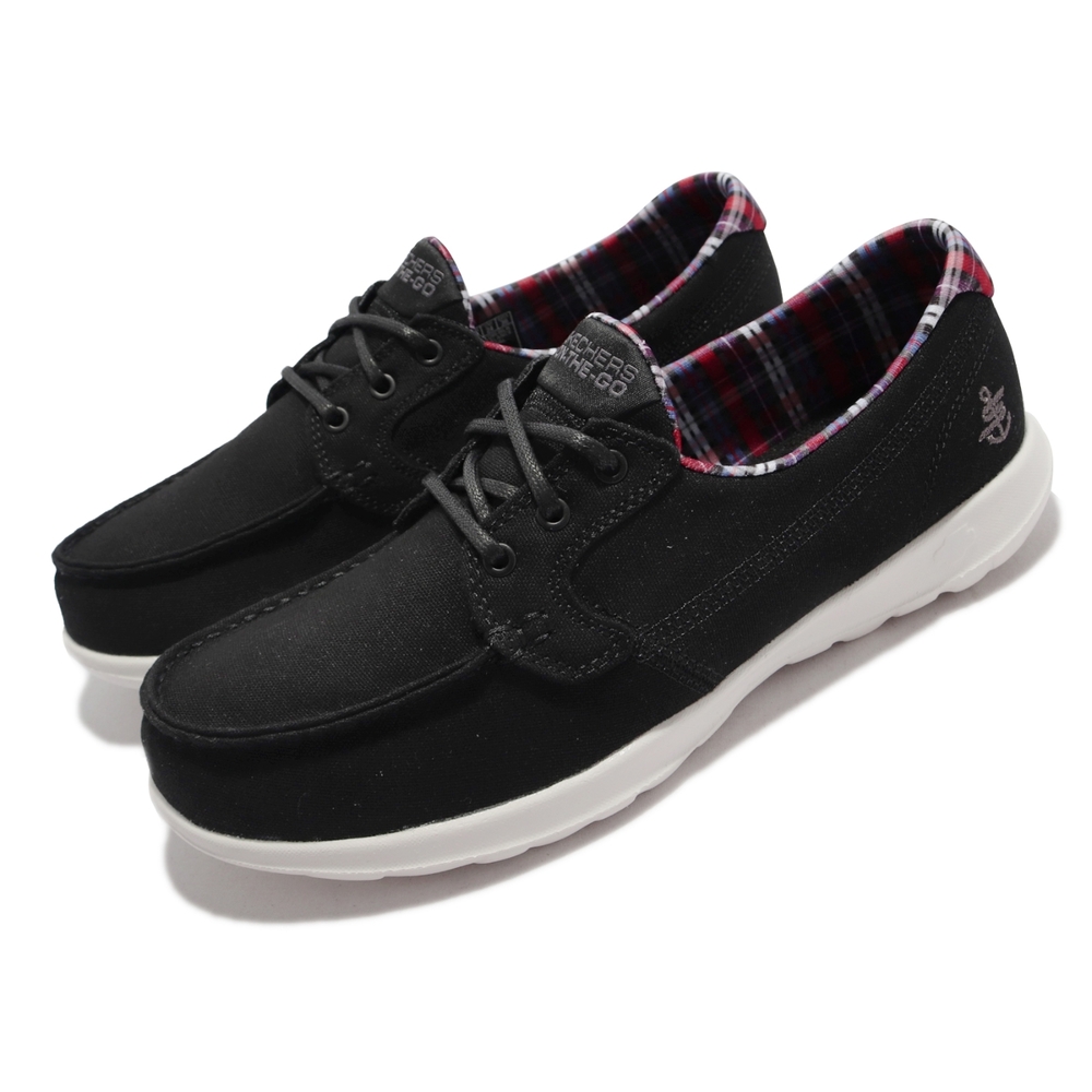 Skechers 休閒鞋 Go Walk LiteSea Fun 女鞋 馬克縫 帆船鞋 輕量 回彈 避震 黑 136062-BLK