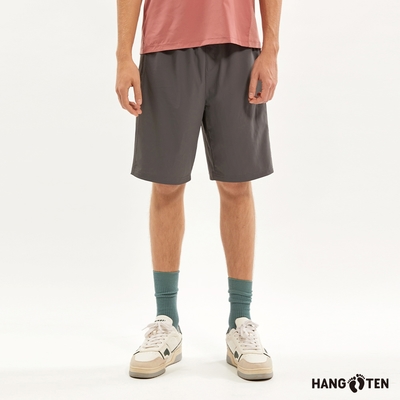 Hang Ten-男裝-恆溫多功能-REGULAR FIT冰絲涼感腰頭鬆緊機能短褲-灰