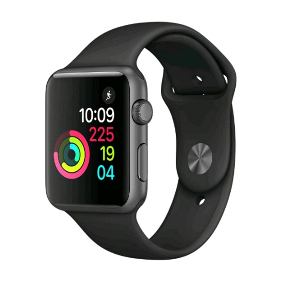 福利品】Apple Watch (第一代) 不鏽鋼錶殼搭黑色運動型錶帶-42mm