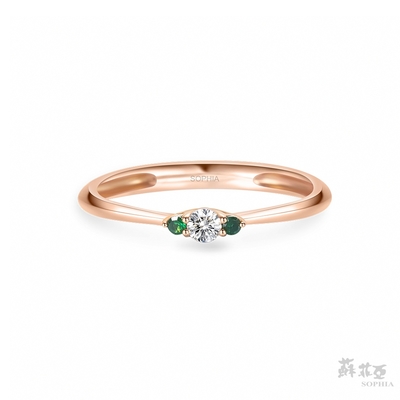 SOPHIA 蘇菲亞珠寶 - 泰瑞婭系列-綠眼睛 14K玫瑰金 鑽石戒指