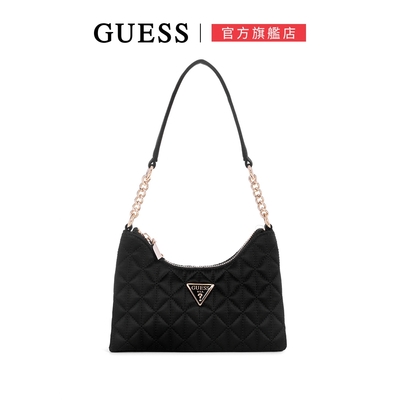 GUESS-女包-經典菱格縫線鍊條肩背包-黑