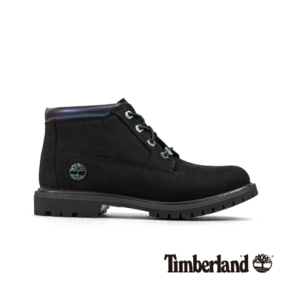 Timberland 男款黑色磨砂革金屬感休閒鞋|A24KH