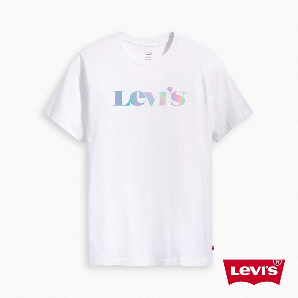 Levis 男款 短袖T恤 / 寬鬆休閒版型 / 珍珠虹彩Logo / 白
