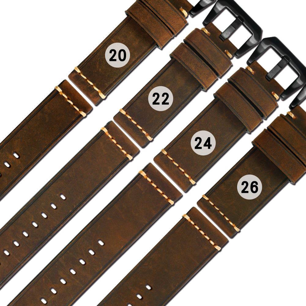 Watchband / 各品牌通用百搭款經典復刻厚實柔軟牛皮錶帶-深棕色