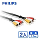 【Philips 飛利浦】二入組_1.5m 2RCA立體音源線(紅白黃) SWV2532W/10 product thumbnail 1