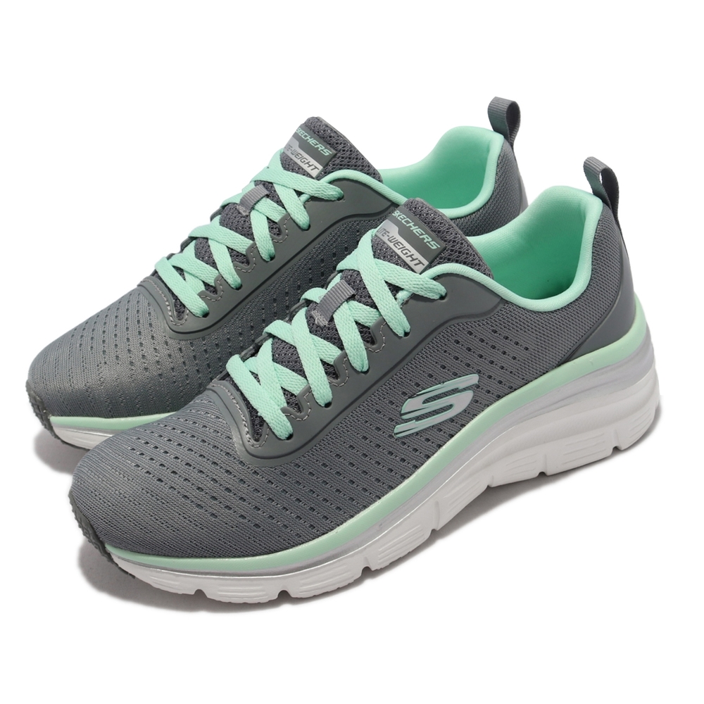 Skechers 休閒鞋 Fashion Fit 微增高 女鞋 輕量 避震 緩衝 耐磨 止滑 穿搭 灰 綠 149277-GYMN