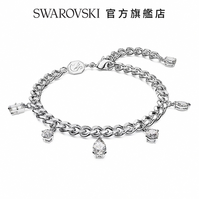 SWAROVSKI 施華洛世奇 Dextera 手鏈 混合式切割, 白色, 鍍白金色