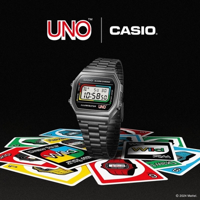 CASIO卡西歐 VINTAGE x UNO 卡牌遊戲 限量聯名 復古經典 A168WEUC-1A_36.3mm