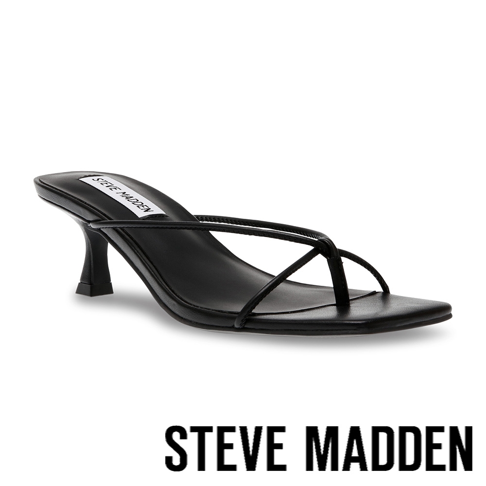 STEVE MADDEN-BRINNIE 細帶方頭夾腳涼跟鞋-黑色