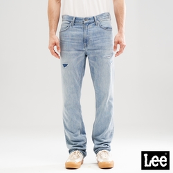 Lee 男款 涼感 741 刷破中腰舒適小直筒牛仔褲 淺藍洗水