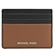 MICHAEL KORS COOPER 燙銀LOGO撞色牛皮簡易卡片夾(黑/咖) product thumbnail 1