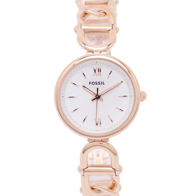 FOSSIL 甜美不鏽鋼材質手環款錶帶手錶(ES5273)-銀色面x玫瑰金色系/30mm