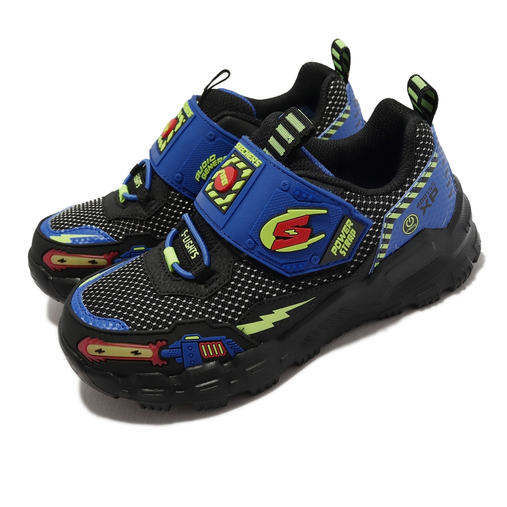 Skechers 兒童燈鞋 S Lights-Adventure Track 藍 黑 太空船 衝擊波射擊音效 童鞋 400155LBBLM