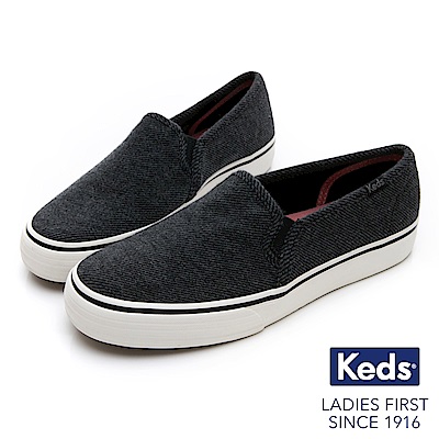 Keds DOUBLE DECKER 斜紋布面休閒便鞋-炭黑