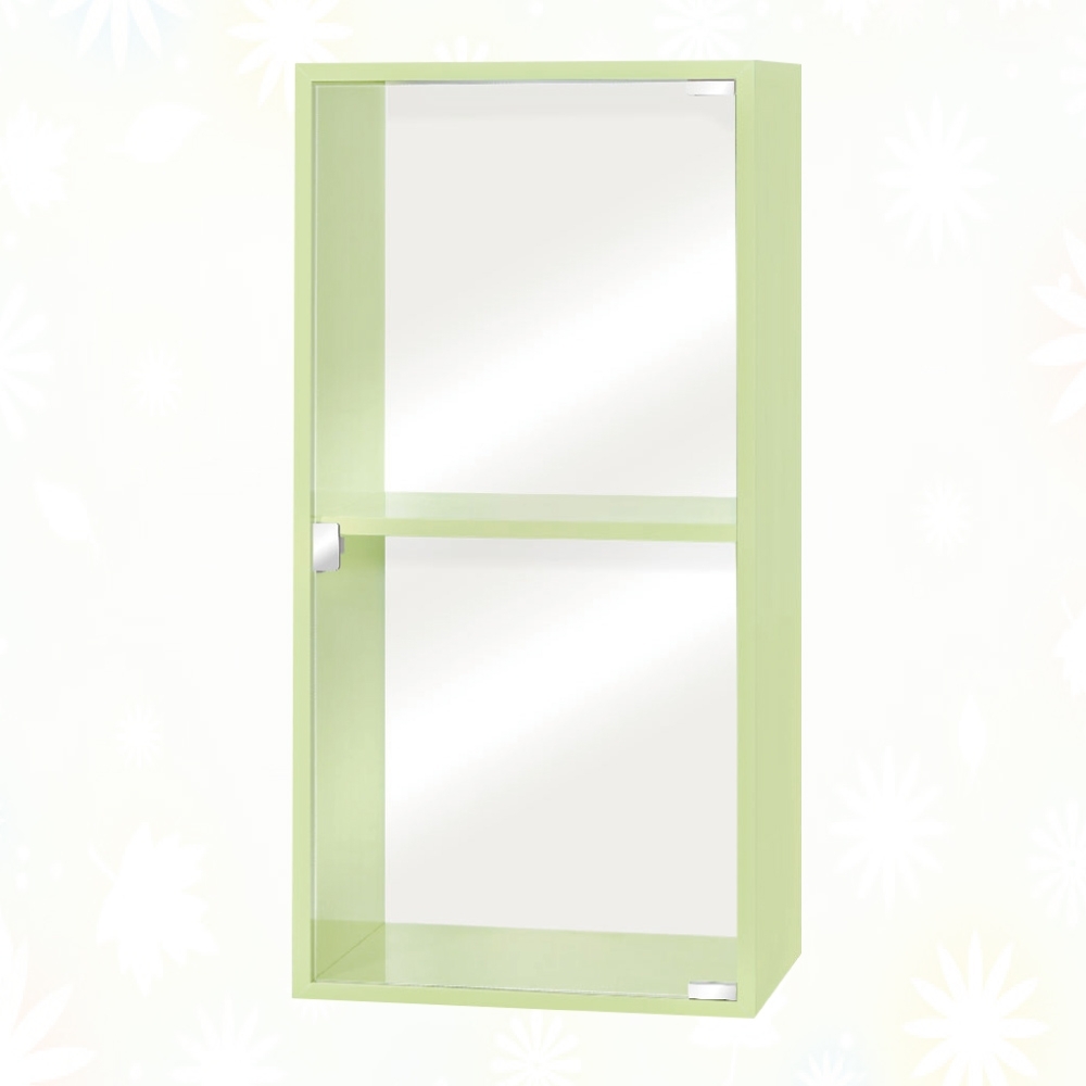 文創集 歷克 環保1.3尺南亞塑鋼玻璃單開門二格置物櫃/收納櫃-40x31x80cm免組
