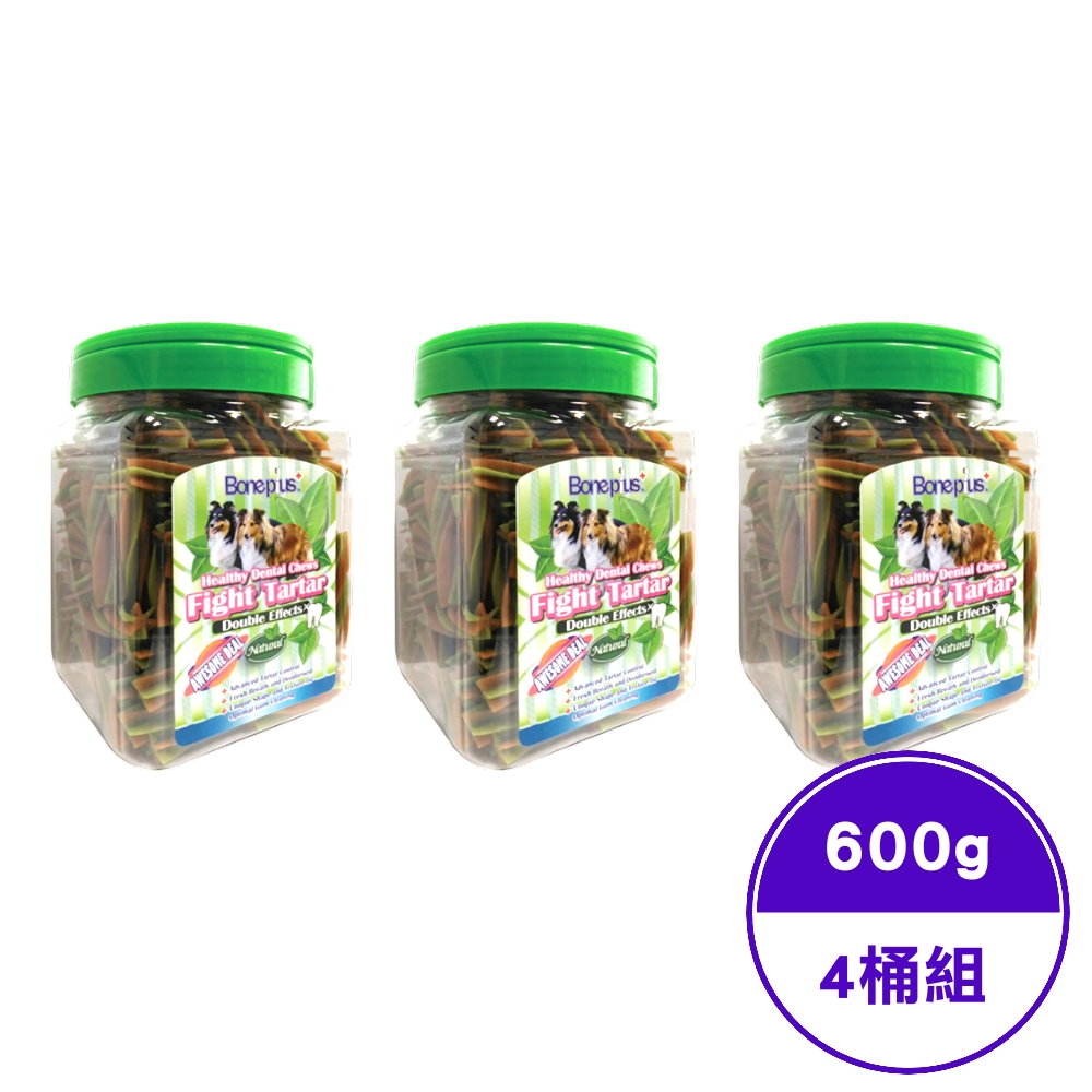 Bone Plus六星雙效起司草本潔牙棒小桶裝 600g±5g (4桶入)