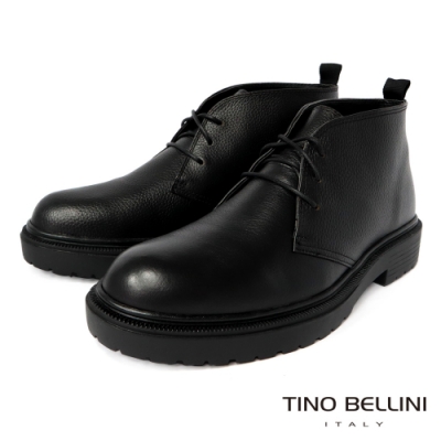 TINO BELLINI 男款 極簡個性牛皮綁帶短筒靴