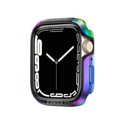 軍盾防撞 抗衝擊 Apple Watch Series 7 (41mm) 鋁合金雙料邊框保護殼(極光彩)