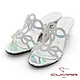 【CUMAR】鏤空排鑽馬賽克透明楔型涼拖鞋-銀 product thumbnail 1