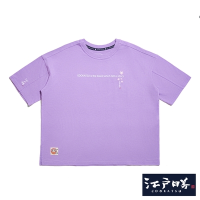 EDOKATSU 江戶勝 SLOGAN小花短袖T恤-女-亮紫色