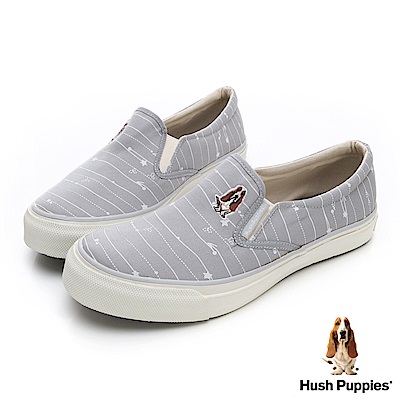 Hush Puppies DoReMi 咖啡紗休閒便鞋-淺灰