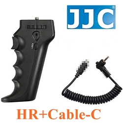 JJC相機槍把手把手柄HR+Cable-C(相容佳能Canon原廠RS-60E3快門線)適R R6 R7 R8 R10 Ra RP 90D 80D 850D M6 M5 II G1 G3 G5 X