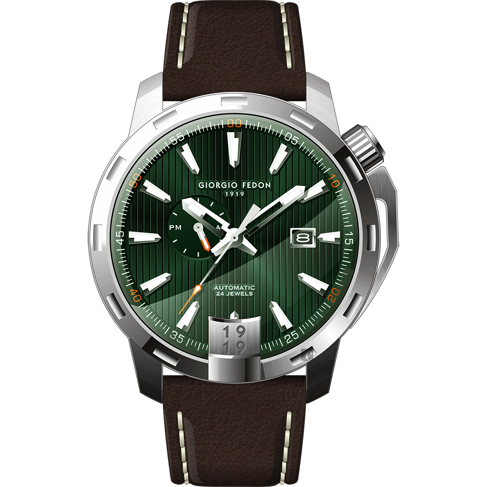 GIORGIO FEDON 1919 永恆系列運動版機械錶-綠x咖啡/45mm