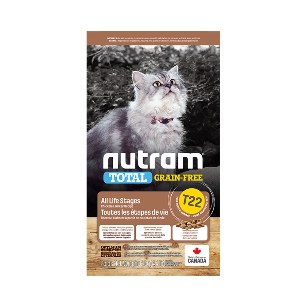 兩件組『Nutram紐頓』 無穀全能系列 T22挑嘴全齡貓火雞+雞肉-2kg