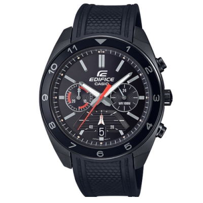 EDIFICE 高性能賽車風格極致黑腕錶(EFV-590PB-1A)/50.6mm
