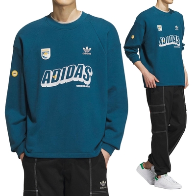 Adidas WS Sweat Crew M 男款 藍色 運動 休閒 圓領T 上衣 長袖 IN0974