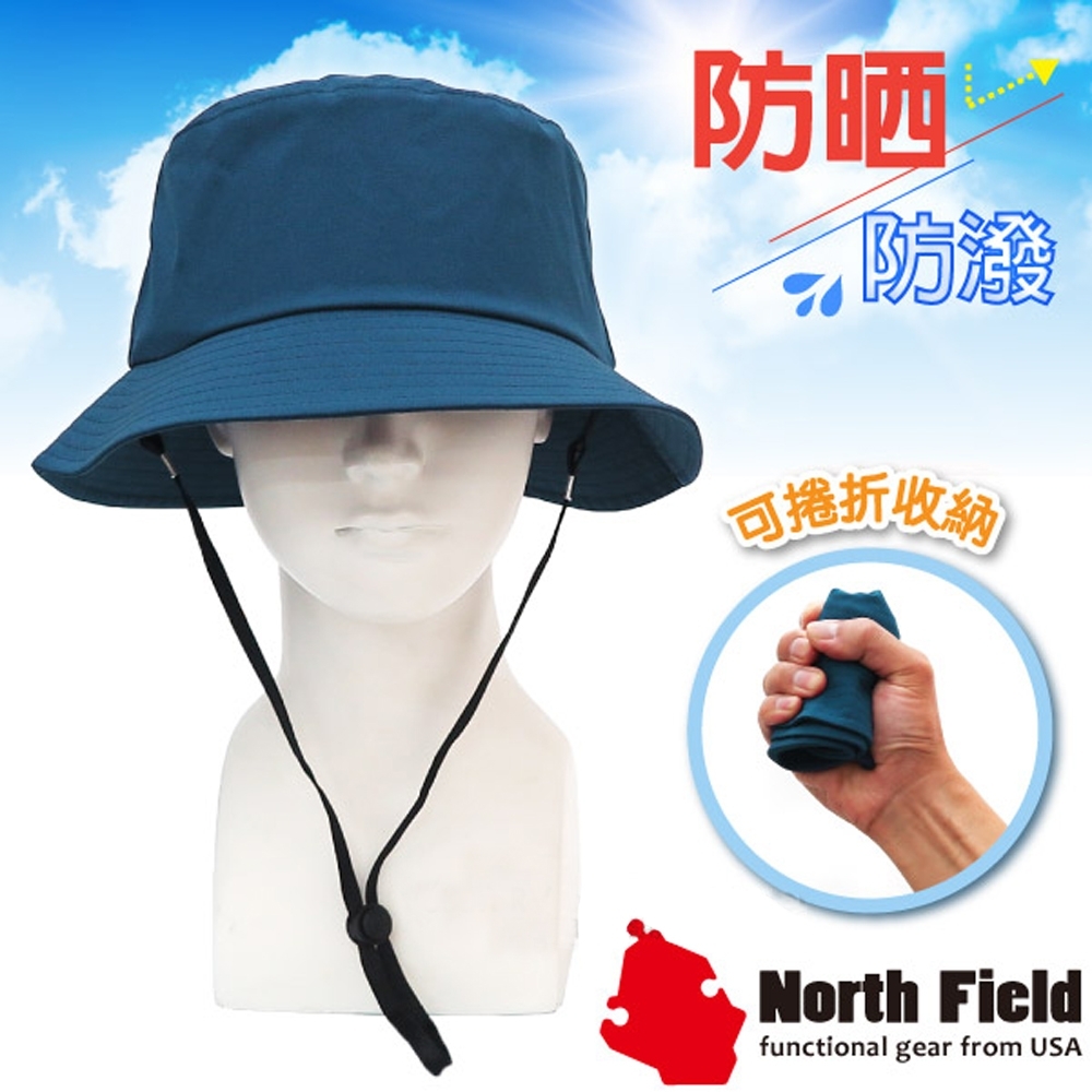 North Field 經典款 防水防曬中盤帽(帽圍可調) 休閒帽.圓盤帽.遮陽帽.運動帽_埃斯托藍