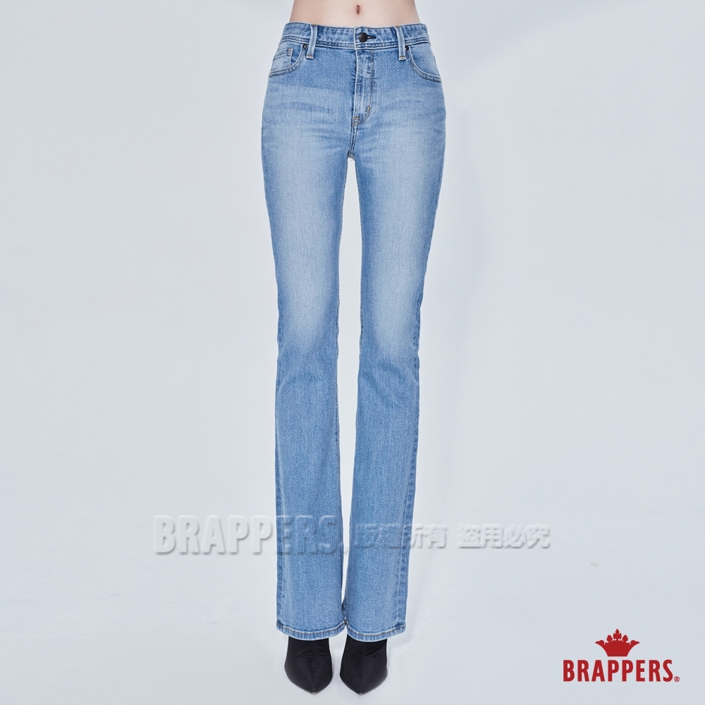 BRAPPERS 女款 新美腳 ROYAL系列-中腰彈性喇叭褲-淺藍