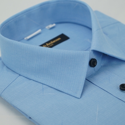 金安德森 藍色圖騰窄版短袖襯衫