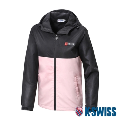 K-SWISS Windbreaker 刷毛防風外套-女-黑/粉紅