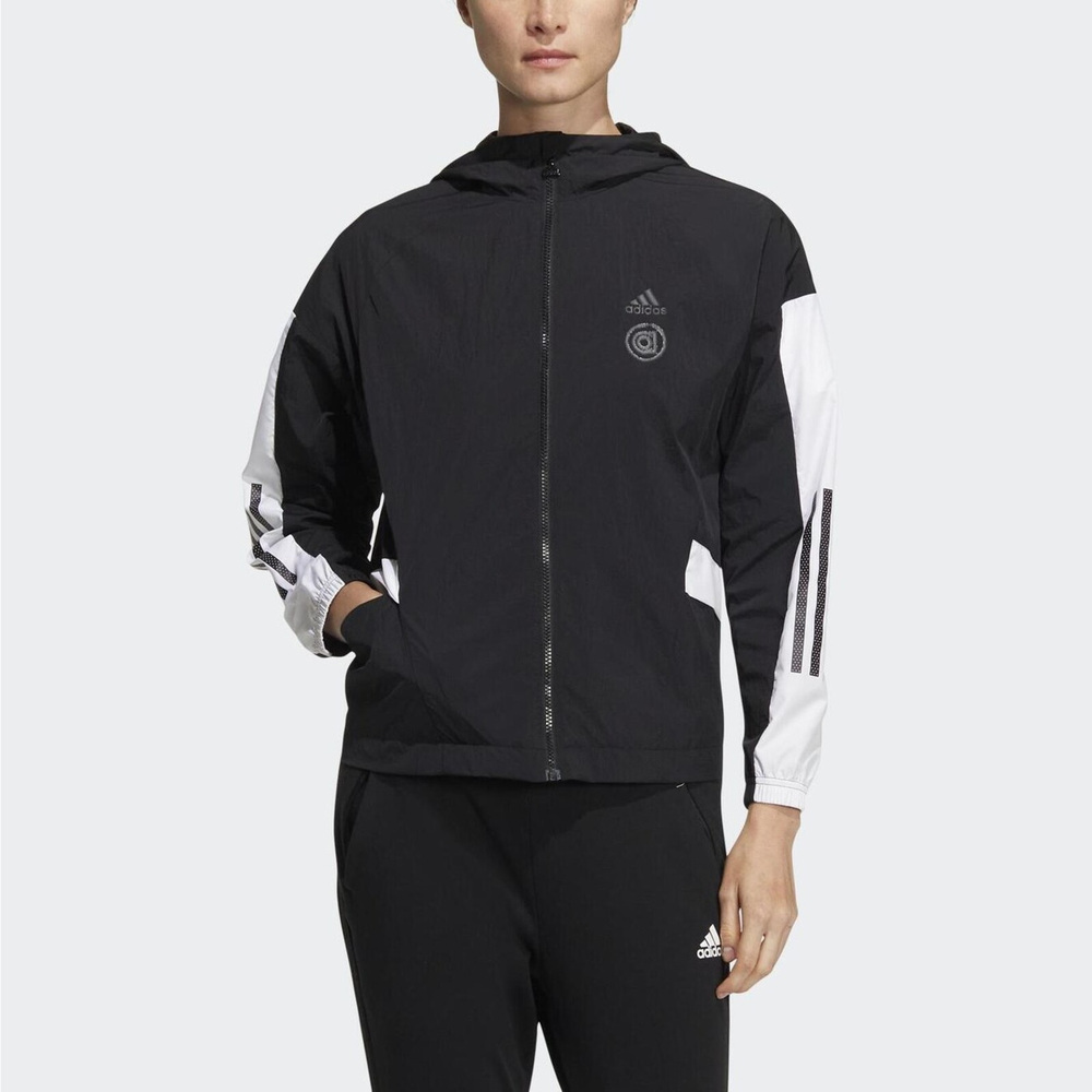 Adidas UST WV JKT T2 HM5276 女 外套 連帽 亞洲版 運動 訓練 夾克 輕盈 愛迪達 黑白