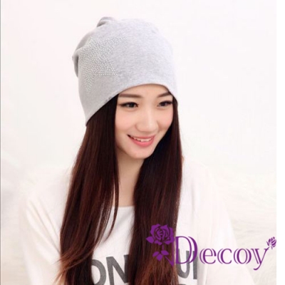 Decoy 水鑽星星 輕巧男女保暖布帽 灰