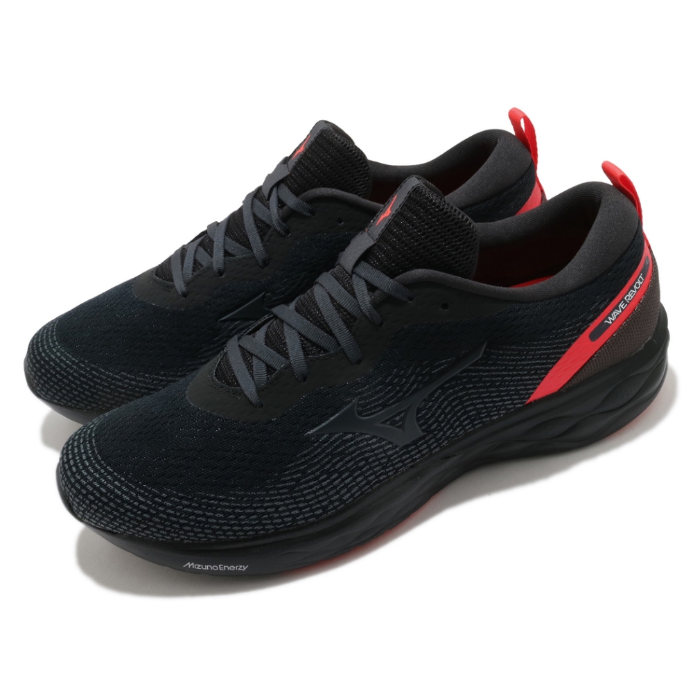 Mizuno 慢跑鞋 Wave Revolt 寬楦 男鞋 美津濃 路跑 緩震 透氣 球鞋穿搭 黑 紅 J1GC208516