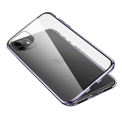 iPhone11 金屬透明全包雙面玻璃磁吸殼手機保護殼 11手機殼